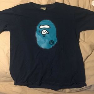 BAPE (A Bathing Ape) Navy Men's Tee SIZE L (LARGE)